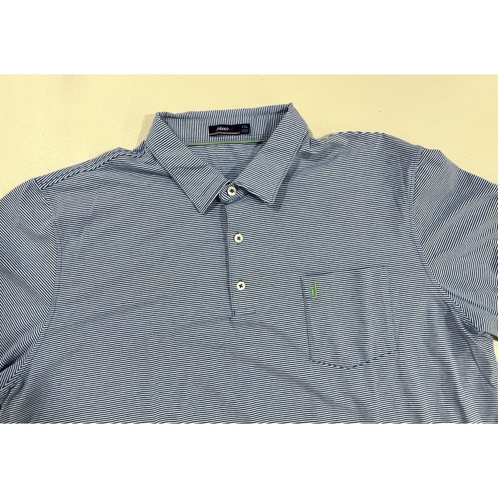 Johnnie-O Polo Shirt Men's XXL Blue Striped Soft Cotton/Spandex